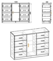 Комод Компанит 8+1 Дуб Сонома фото №2 — интернет-магазин Desire.md