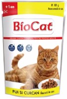 Hrană umedă pentru pisici BioCat Pui & Curcan în Sos 0.1kg 24pcs