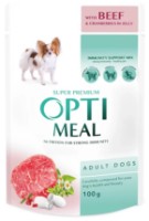 Влажный корм для собак Optimeal Adult Dogs Beef & Wild Cranberries 100g