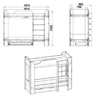 Детская кровать Компанит Твикс-2 Дуб Сонома фото №2 — интернет-магазин Desire.md