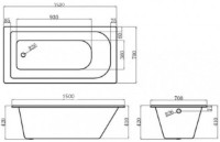 Cadă de baie Wasser Standart Cast Iron NH-008 1500x700x420 imaginea #2 — magazin online Desire.md
