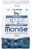 Hrană uscată pentru pisici Monge Superpremium Adult Sterilised Trout 400g
