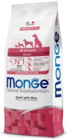 Hrană uscată pentru câini Monge Superpremium All Breeds Adult Monoprotein Beef/Rice 12kg