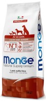 Hrană uscată pentru câini Monge Superpremium All Breeds Puppy & Junior Lamb/Rice 12kg