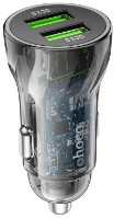 Автомобильная зарядка Hoco Z47 Transparent + Micro Black