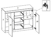 Комод Yasen Венера 2Д3Ш  Дуб Крафт Серый /Белый фото №4 — интернет-магазин Desire.md