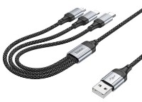 Cablu USB Hoco X102 3-in-1 Black