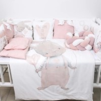 Lenjerie de pat pentru copii Perna Mea Cosita Iepuras Pink