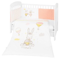 Lenjerie de pat pentru copii Kikka Boo Rabbits in Love Orange