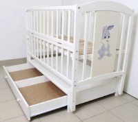 Кроватка Кузя Кролик Белый на маятнике с ящиком фото №6 — интернет-магазин Desire.md