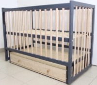 Кроватка Кузя София Антрацит Натур на маятнике с ящиком фото №1 — интернет-магазин Desire.md