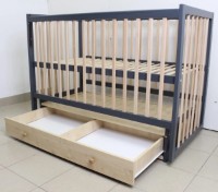 Кроватка Кузя София Антрацит Натур на маятнике с ящиком фото №5 — интернет-магазин Desire.md