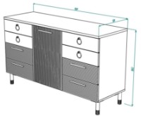 Комод ML-Mobila Вельвет №12 1500 Дуб Золотой/Лагуна Софт фото №3 — интернет-магазин Desire.md