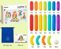 Set de construcție Mideer Rainbow Cylinders 100pcs (MD1170) imaginea #4 — magazin online Desire.md