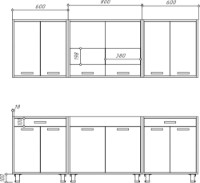 Bucătărie ML-Mobila Omega-5 2.00 Gri/Kromka negru imaginea #2 — magazin online Desire.md