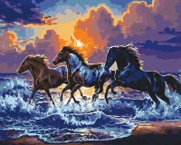Tablou pe numere Brushme Табун черных лошадей (BS34306)