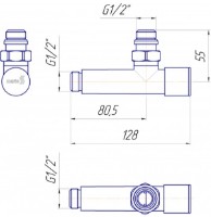 Robinet pentru uscător de prosoape Mario Angular Round G1/2 2pcs imaginea #2 — magazin online Desire.md