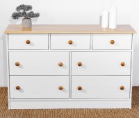 Comodă MobiCasa Lia 7 116x35x73 White/Antic imaginea #1 — magazin online Desire.md