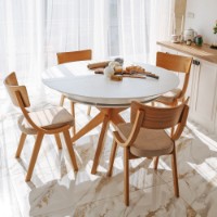 Masă pentru bucătărie Deco Nova Furnir Italian White+Wood Oak Legs imaginea #3 — magazin online Desire.md