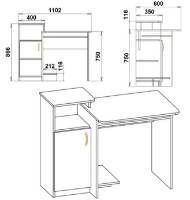 Masa de birou Компанит СКМ- 2 Nimfeia Alb imaginea #2 — magazin online Desire.md