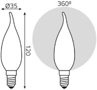 Умная лампа Gauss Filament C37 104201109-D