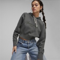 Женская толстовка Puma Classics+ Relaxed Cropped Hoodie Mineral Gray L фото №3 — интернет-магазин Desire.md