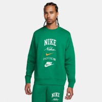 Hanorac pentru bărbați Nike M Nk Club Bb Crew Stack Gx Malachite/Safety Orange, s.M
