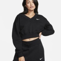 Hanorac damă Nike W Nsw Phnx Flc Crop Vneck Black/Sail, s.S imaginea #1 — magazin online Desire.md