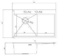 Chiuvetă de bucătărie cu baterie, dozator și picurător Fabiano 78x51 Satin imaginea #5 — magazin online Desire.md