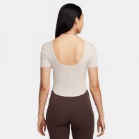 Tricou de dame Nike W Nsw Nk Chll Knt Mrib Ss Top Light Orewood Brown/Sail, s.XS imaginea #2 — magazin online Desire.md