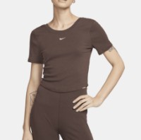 Tricou de dame Nike W Nsw Nk Chll Knt Mrib Ss Top Baroque Brown/Sail, s.M