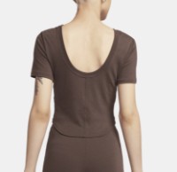 Tricou de dame Nike W Nsw Nk Chll Knt Mrib Ss Top Baroque Brown/Sail, s.S imaginea #2 — magazin online Desire.md