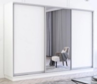 Dulap cu uşi glisante Mobildor-Lux Fox Chipboard/Mirror 300x210 White (fox7546)