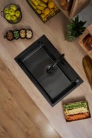 Кухонная мойка cо смесителем и дозатором Fabiano 70x45 Black фото №3 — интернет-магазин Desire.md
