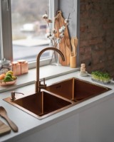 Chiuvetă de bucătărie cu baterie și dozator Fabiano 78x43 18mm Bronze imaginea #3 — magazin online Desire.md