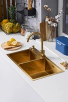 Chiuvetă de bucătărie cu baterie și dozator Fabiano 78x43 18mm Gold imaginea #3 — magazin online Desire.md