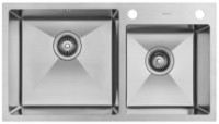 Chiuvetă de bucătărie cu baterie, dozator și picurător Fabiano 78x43 18mm Satin
