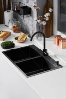 Кухонная мойка cо смесителем и дозатором Fabiano 78x50 Black фото №3 — интернет-магазин Desire.md