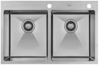 Chiuvetă de bucătărie cu baterie, dozator și picurător Fabiano 78x50 Satin