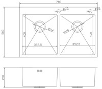 Кухонная мойка cо смесителем, дозатором и корзиной Fabiano 78x50 Satin фото №2 — интернет-магазин Desire.md