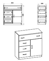 Комод Компанит 1-3-1 Ателье Светлый фото №2 — интернет-магазин Desire.md