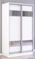 Dulap cu uşi glisante Mobildor-Lux Fox 100x200 (110 Alb) Uși din PAL cu elemente oglinda