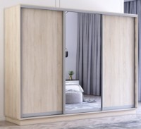 Dulap cu uşi glisante Mobildor-Lux Fox Chipboard/Mirror 330x240 Oak Sonoma (fox7489)