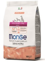 Hrană uscată pentru câini Monge Superpremium XS Adult Salmon/Rice 800g