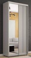Dulap cu uşi glisante Mobildor-Lux Compact 130x220 uși glisante Oglindă + PAL cu ornament linii