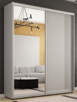 Dulap cu uşi glisante Mobildor-Lux Compact 180x220 uși glisante Oglindă + PAL cu ornament linii