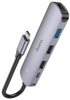 Разветвитель Hoco HB27 Type-C Metal Gray