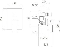 Смеситель для ванны VOLLE Pardo (1548.030202) фото №2 — интернет-магазин Desire.md