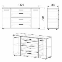 Комод Компанит 1-3-2 Ателье светлый фото №2 — интернет-магазин Desire.md