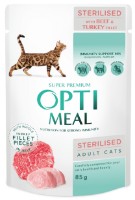 Hrană umedă pentru pisici Optimeal Adult Cats Sterilised Beef & Turkey 12pcs